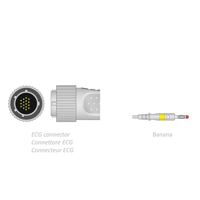 Cablu Pacient ECG cu 10 Fire – Terminale Banană, Protecție Defibrilare, Compatibil Cardioline Delta / Elan