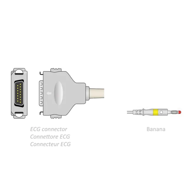 Cablu Pacient ECG cu 10 Fire – Terminale Banană, Protecție Defibrilare, Compatibil Fukuda Denshi Cardimax / Autocardiner
