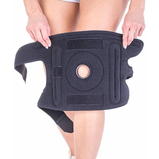Orteză de genunchi mobilă deschisă posterior, cu 4 atele flexibile, 26 cm - Dispozitiv Medical
