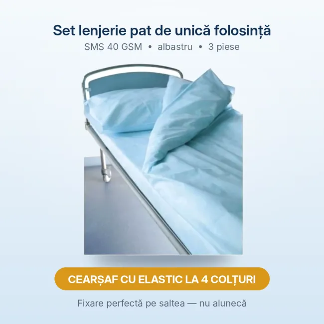 Set lenjerie pat Golden Protect de unica folosinta din  SMS de 40 gr , 1 buc
