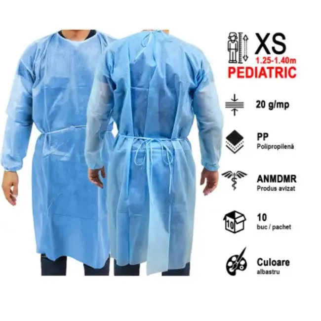 Halat Medical Vizitatori PP 20g Albastru XS (Pediatric) – Set 10 bucăți SERIX