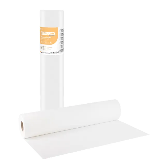 Rolă examinare din hârtie pentru masa de consultație Soft Care Regular Standard, 2 straturi, 50 cm × 40 m, albă