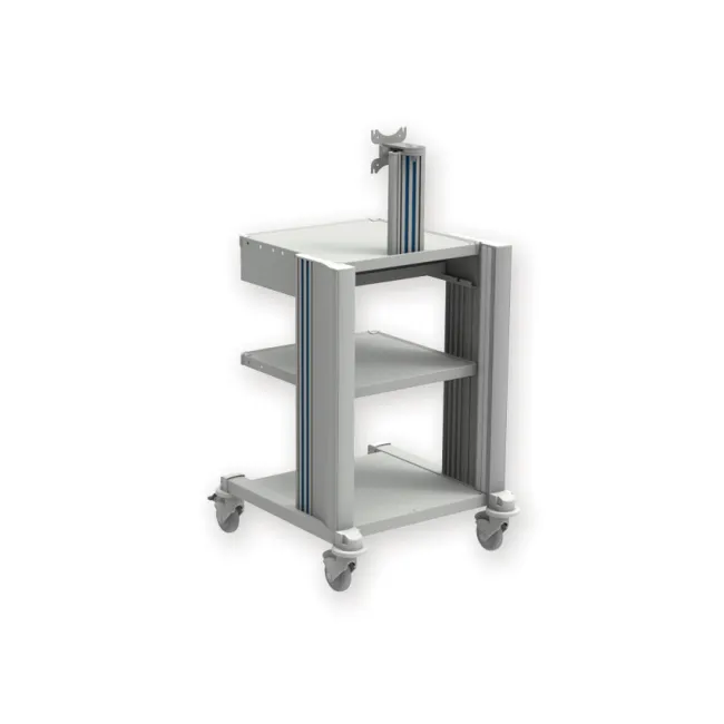 Cărucior profesional PRO CART cu 2 rafturi, suport tastatură și monitor