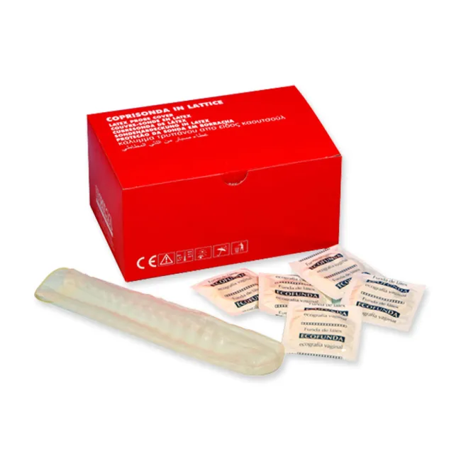 Husă de protecție pentru sondă ecograf și doppler din latex, transparentă, 17 cm × Ø 3,3 cm (cutie 50 buc)