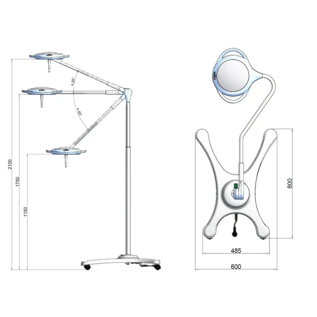 Lampă chirurgicală LED Pentaled 12 pe troliu cu baterie, 100.000 lux (1 buc)