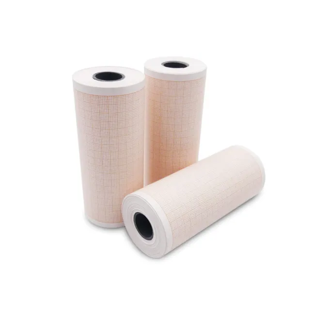 Hârtie termică ECG 100 × 20 mm × m rolă, grilă portocalie, fără fenoli (cutie 10 buc)