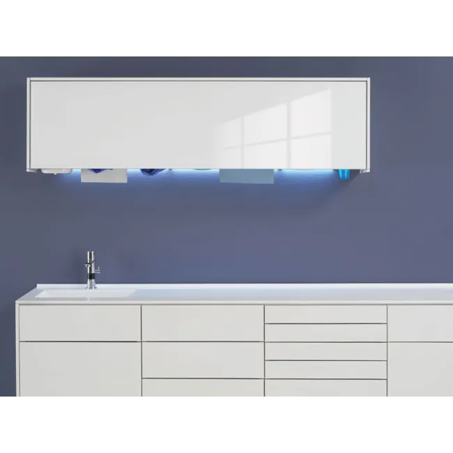 Unitate murală multifuncțională albă pentru dispensere, dimensiune mare, 153 × 20 × 40 cm (1 buc)