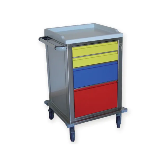 Cărucior modular din oțel inoxidabil cu 2 sertare mici, 1 sertar mediu și 1 sertar mare (1 buc)