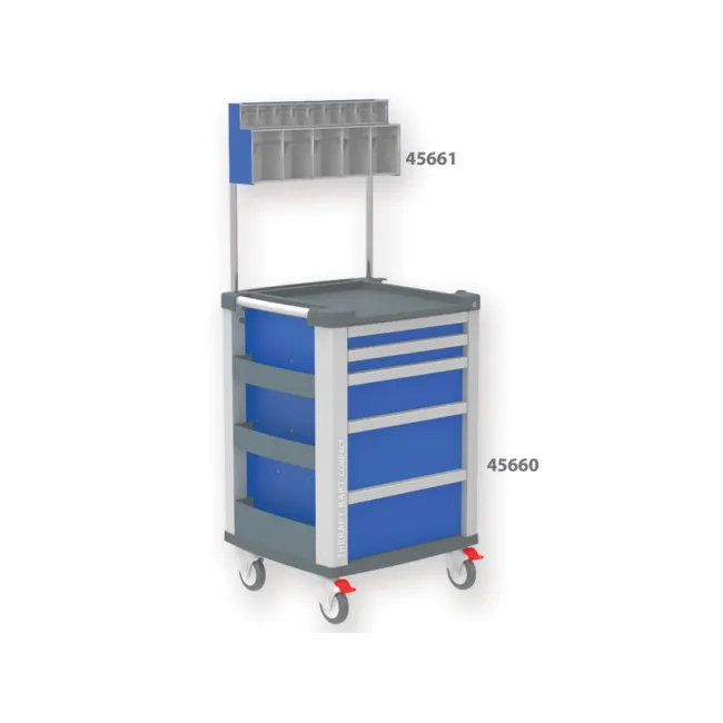Cărucior multifuncțional compact albastru, 5 sertare, cadru aluminiu 654 × 605 × 975 mm (1 buc)