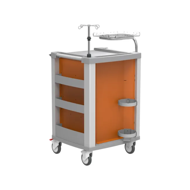 Cărucior de urgență compact portocaliu, 4 sertare, cadru aluminiu (1 buc)