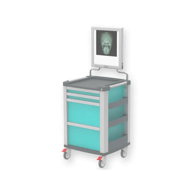 Cărucior multifuncțional compact cu vizor LED și 2 sertare (1 buc)