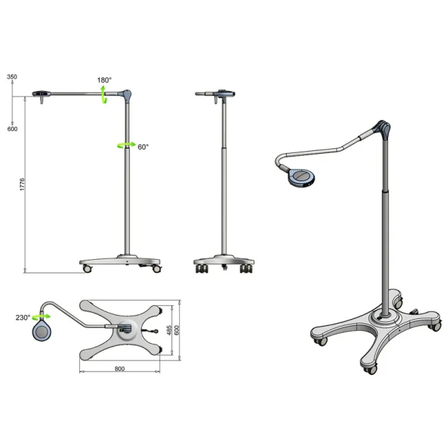 Lampă operatorie LED Saturno pe stativ mobil cu baterie