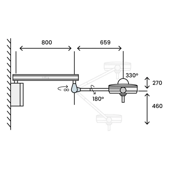 Lampă scialitică Pentaled 30E Light pentru chirurgie minoră, montare pe perete, 160.000 Lux (1 buc)