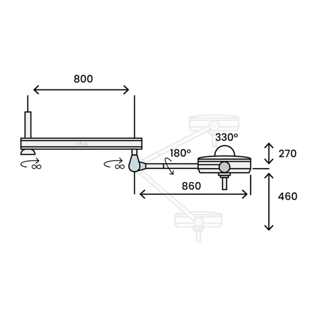 Lampă scialitică Pentaled 30E Light pentru chirurgie minoră, montare pe tavan, 160.000 Lux (1 buc)