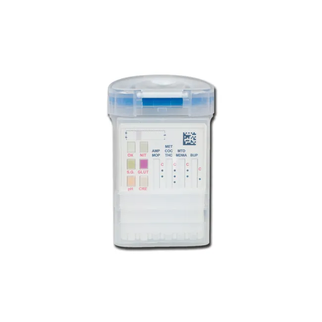 Test multidrog tip cupă pentru 8 substanțe + validare probă urinară, compatibil cu cititor automat (cutie 25 buc)