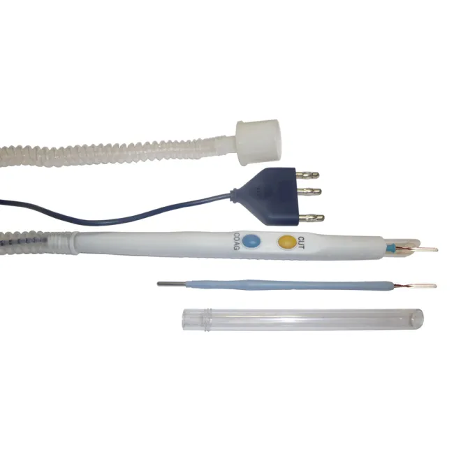 Mâner cu sistem integrat de evacuare a fumului pentru electrochirurgie, de unică folosință, steril (cutie 10 buc)