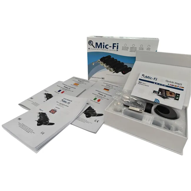 Dermatoscop digital portabil MIC Wi-Fi &amp; USB cu LED polarizat + alb, senzor 5 Mpixel și software (1 buc)