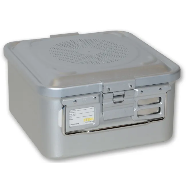 Container sterilizare cu filtru, fund neperforat, înălțime 150 mm, gri (1 buc)