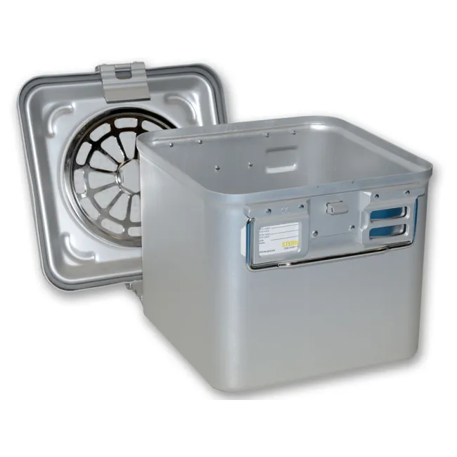 Container sterilizare cu filtru, fund neperforat, înălțime 260 mm, gri (1 buc)