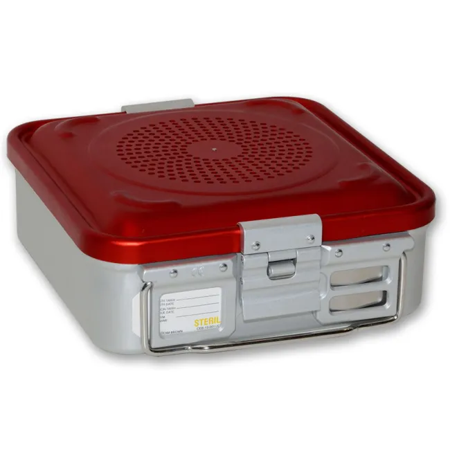 Container sterilizare cu filtru, model mic, înălțime 100 mm, roșu (1 buc)