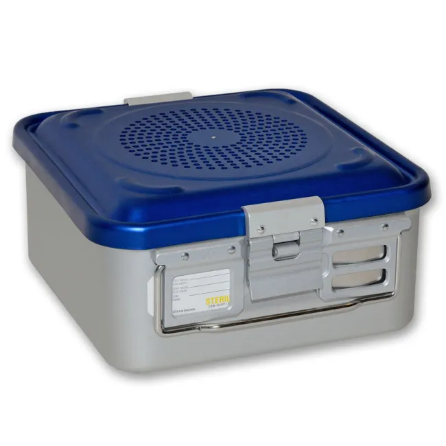 Container de sterilizare cu filtru și fund perforat, 285 × 280 × 135 mm, albastru (1 buc)