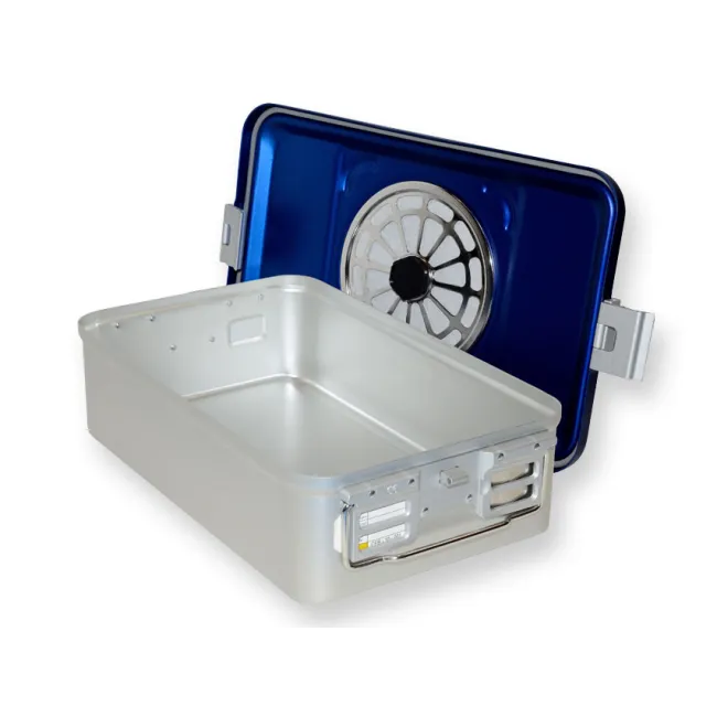 Container de sterilizare cu filtru, fund perforat, 465 × 280 × 135 mm, albastru (1 buc)