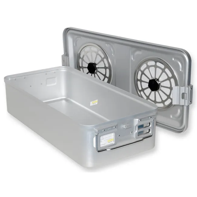 Container sterilizare cu filtru, fund neperforat, 580 × 280 × 150 mm, gri (1 buc)