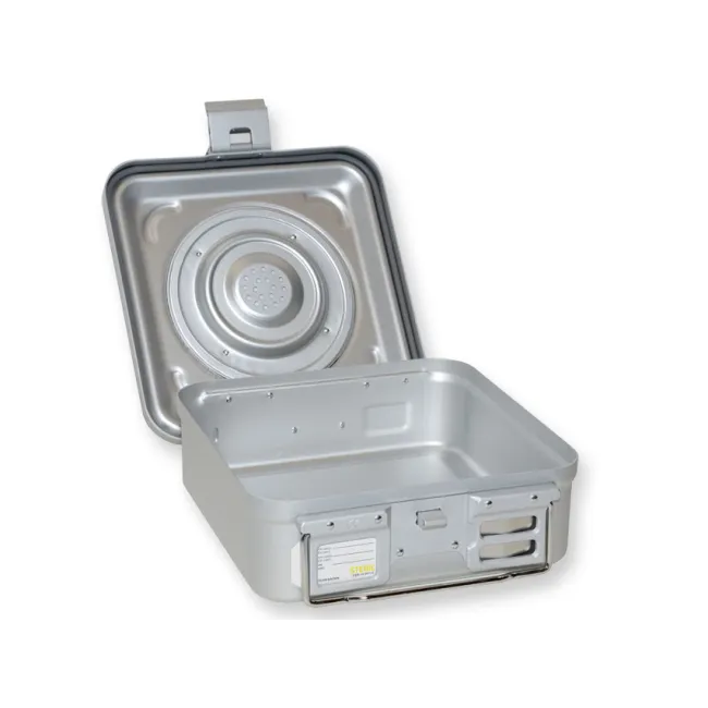 Container sterilizare Barrier System cu valvă, model mic, înălțime 100 mm, fund neperforat, 285 × 280 mm, gri (1 buc)