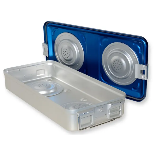Container sterilizare Barrier System cu valvă, fund perforat, 580 × 280 × 100 mm, albastru (1 buc)