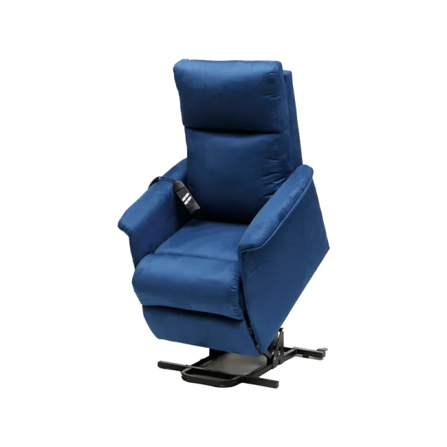 Fotoliu medical cu ridicare electrică Arianna cu 2 motoare, spătar rabatabil și suport picioare extra ridicabil, albastru