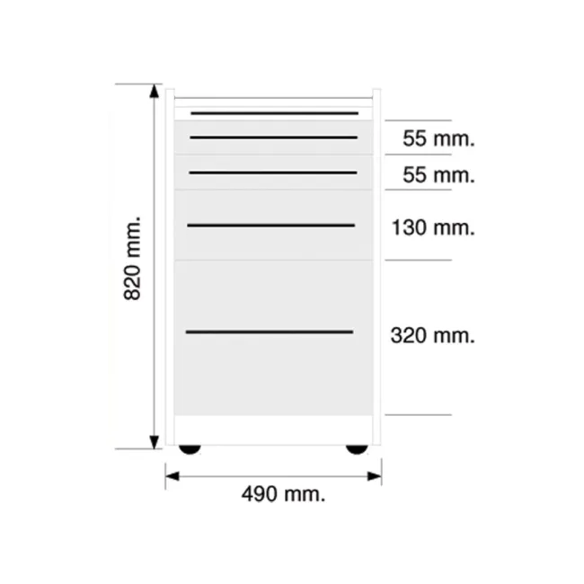 Dulap mobil cu 4 sertare 49 cm, alb (1 buc)