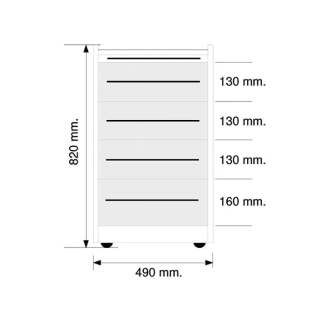 Dulap mobil cu 4 sertare 49 cm, alb (1 buc)