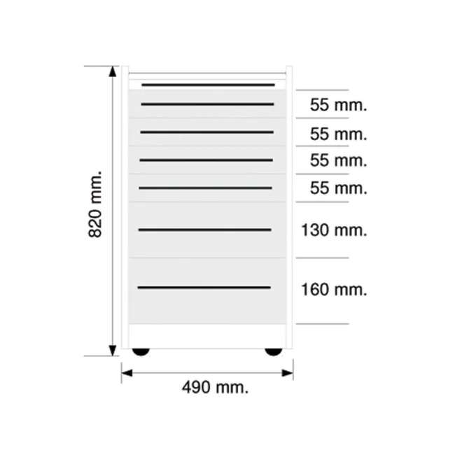 Dulap mobil cu 6 sertare 49 cm, alb (1 buc)