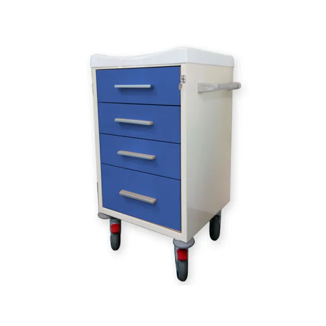 Cărucior medical multifuncțional cu 4 sertare, culori la alegere, structură din oțel vopsit