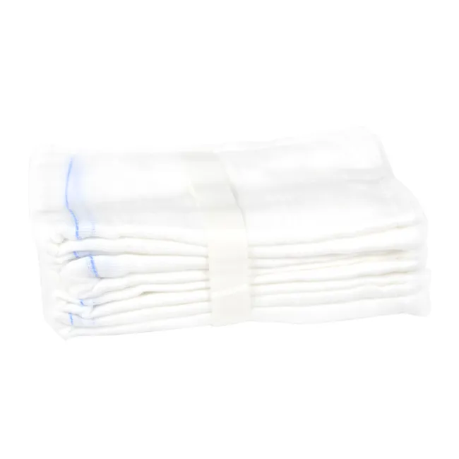Comprese laparotomice nesterile 40 × 40 cm, 8 straturi, cu fir radiopac de bariu (cutie 250 buc)