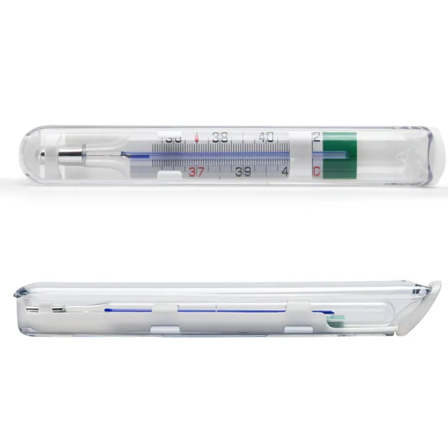 Termometru medical cu galinstan Geratherm Classic+, fără mercur, interval 35,5–42°C, instrucțiuni multilingve (cutie 24 buc)