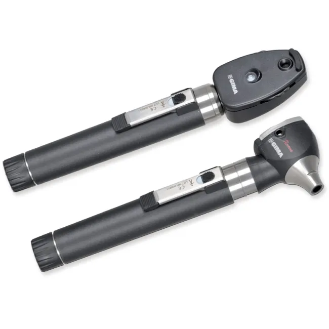 Set oto-oftalmoscop Sigma F.O. LED 2,5 V cu 2 mânere și 14 specule de unică folosință în cutie rigidă (1 buc)