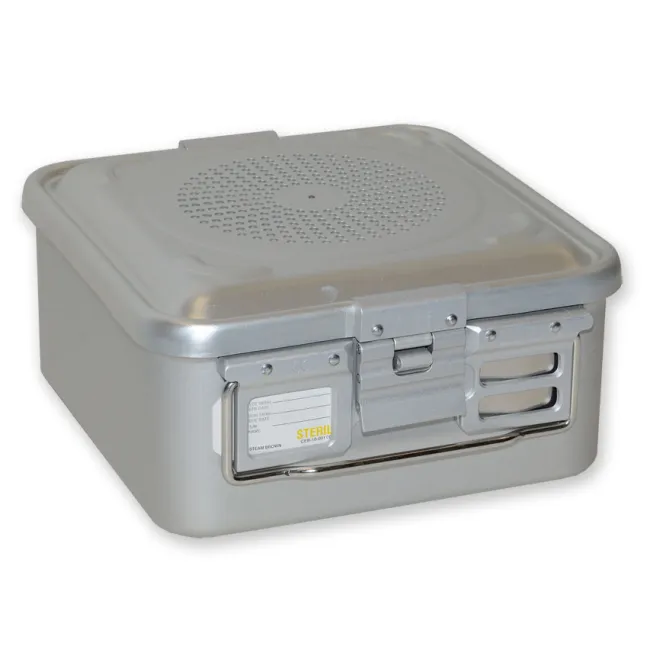 Container sterilizare cu filtru, fund neperforat, înălțime 135 mm, gri (1 buc)