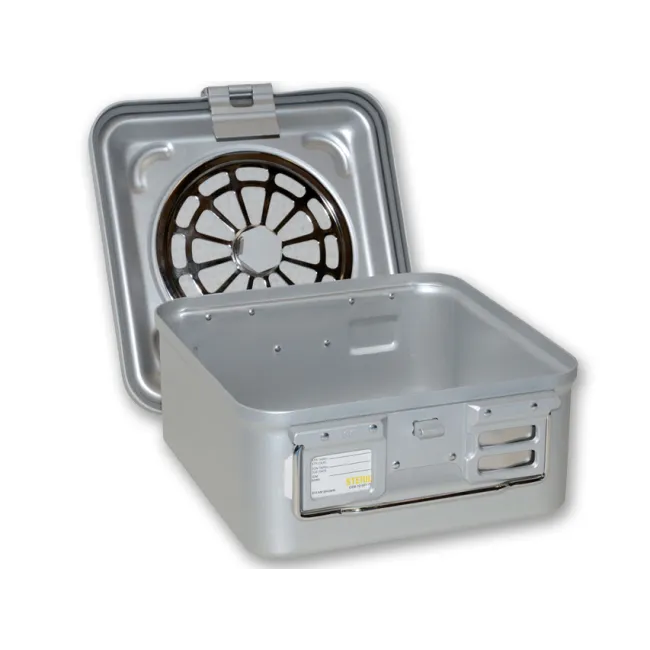 Container sterilizare cu filtru, fund neperforat, înălțime 135 mm, gri (1 buc)