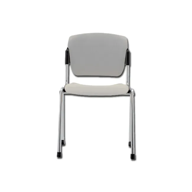 Scaun stivuibil gri cu cadru din oțel cromat, capacitate 110 kg