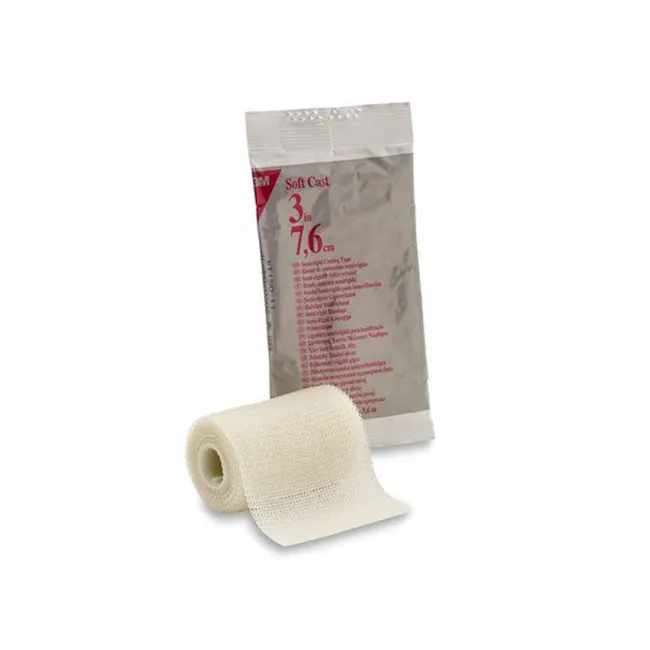 Bandă de imobilizare semirigidă 3M Soft-Cast din fibră de sticlă, albă, 7,5 cm × 3,65 m (cutie 10 buc)