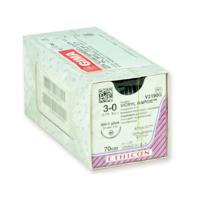 Ethicon Vicryl Rapid – fire de sutură chirurgicale absorbabile împletite 3/0, ac 22 mm SH-1 Plus (cutie 12 buc)