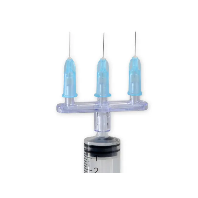Conector multi-injector pentru mezoterapie drept cu 3 căi de ieșire, conexiune Luer (cutie 50 buc)