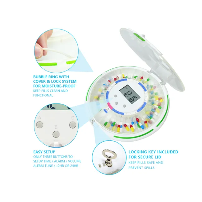 Dispenser automat de medicamente cu Bluetooth și 28 compartimente