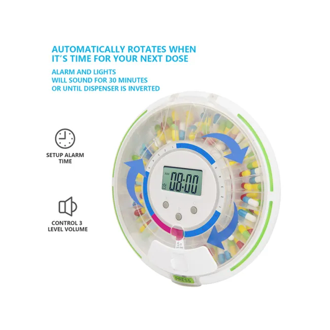 Dispenser automat de medicamente cu Bluetooth și 28 compartimente
