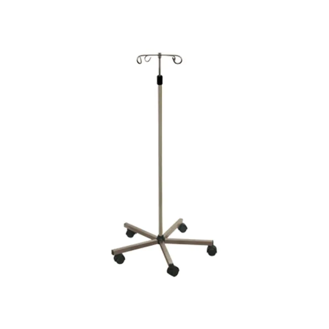 Stativ perfuzie din oțel inoxidabil AISI 202, înălțime reglabilă 135–215 cm, bază aluminiu, 4 cârlige (1 buc)
