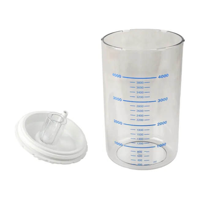 Borcan colector autoclavabil 4 litri cu capac Makrolon® pentru aspiratoare (1 buc)