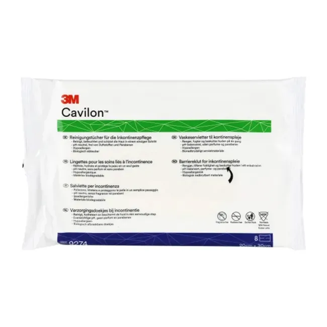 Șervețele umede Cavilon 3M pentru îngrijirea incontinenței, curățare și protecție (12 cutii × 8 buc)