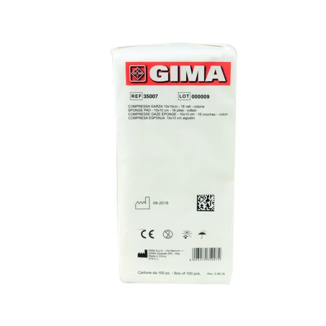Comprese din tifon de bumbac 10 × 10 cm, 16 straturi, nesterile (cutie 1000 buc)