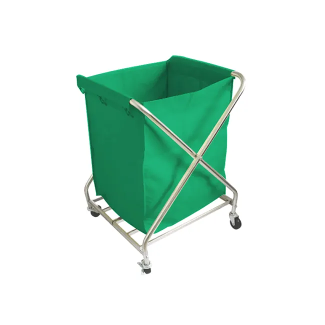 Cărucior pentru lenjerie murdară din oțel inoxidabil AISI 202, 65 × 55 × 90 cm